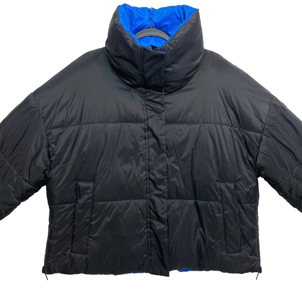 Calvin Klein Reversible Jacket Womens Medium Black Blue Puffer Performance $130